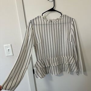 Miss Selfridge Black and White Striped Blouse